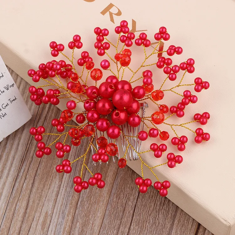 New Bride Crystal Pearl Flower Hair Comb Wedding Hair Accessories Wholesale