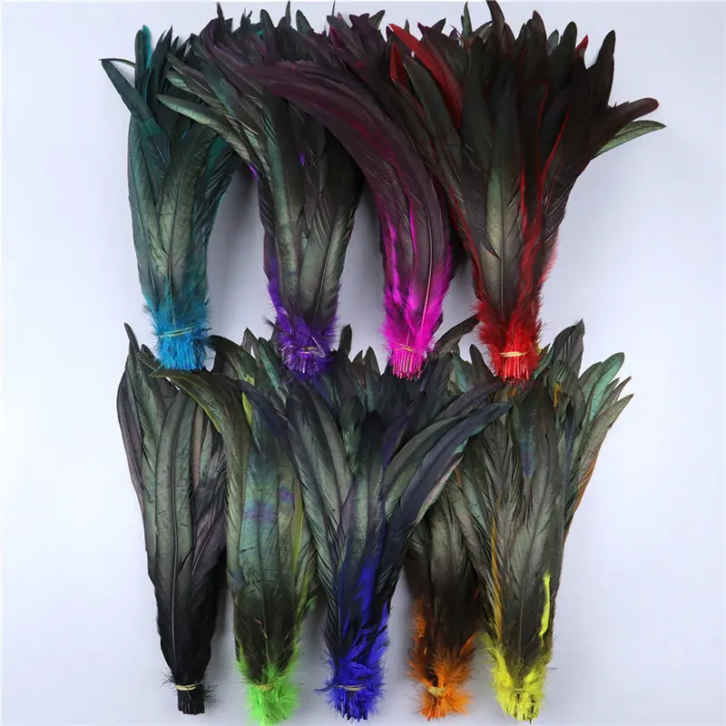 Wholesale 30-35cm Natural Colorful Plumes Rooster Tail Feather For Crafts Carnival Decoration Costumes Hats