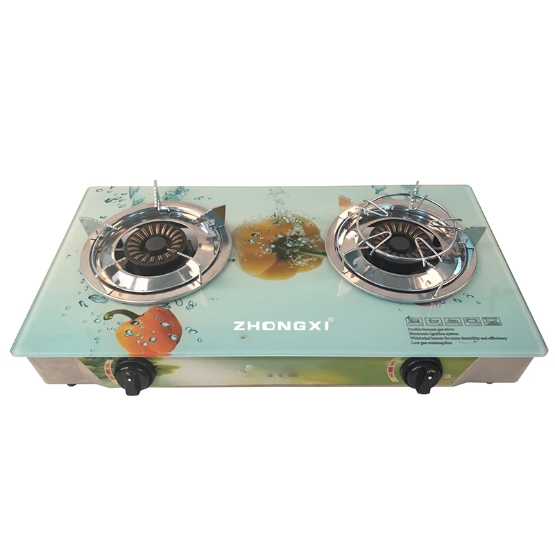 Made in China Electroplate Silver Grill Stainless Steel Kitchen 2 Burner Selling Gas Stove Cooker