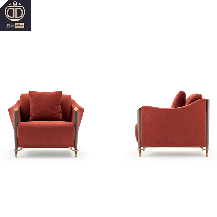 3 4 seater wood and metal living room sofa couch modern luxury leather fabric red sofa set in best price