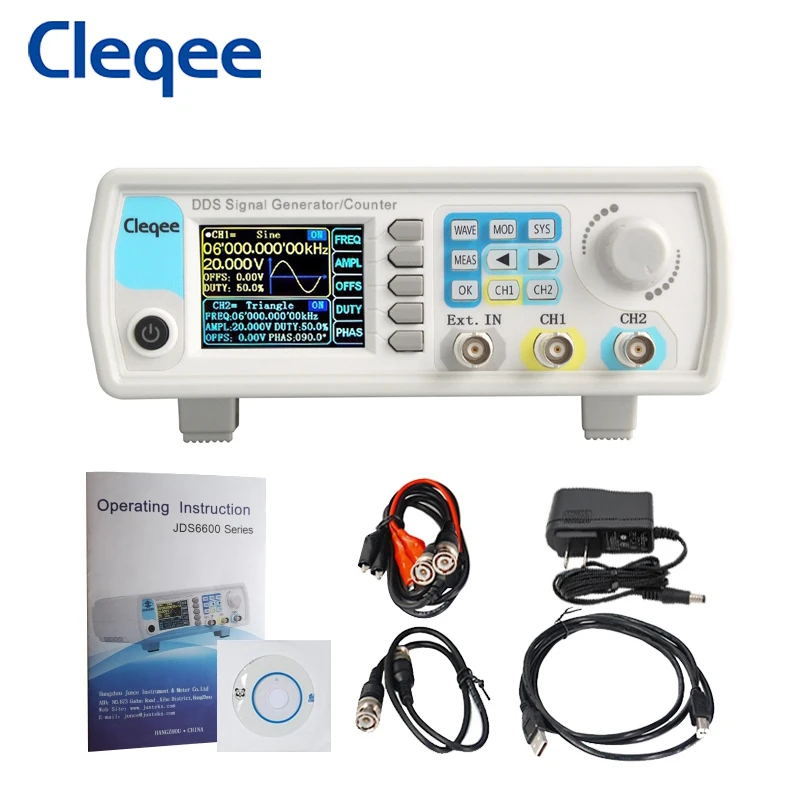Cleqee JDS6600-15M 15MHz DDS Function Signal Generator Digital Control Dual-channel Frequency Meter Arbitrary Waveform