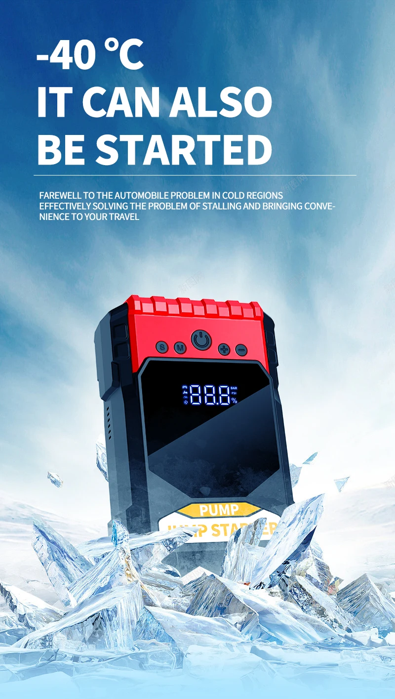 12 24 Volt Emergency Portable Jump Starter with Air Compressor 1000A Power Bank Tire Inflator Pump 12V Starting Device Car Boost