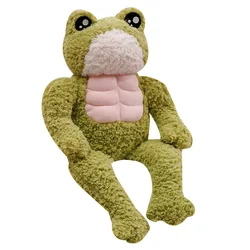 Strong Muscles Frog Soft Plush Toy Funny Stuffed Soft Green Frog Plush Doll with Big Eyes Gifts For Kids Adults