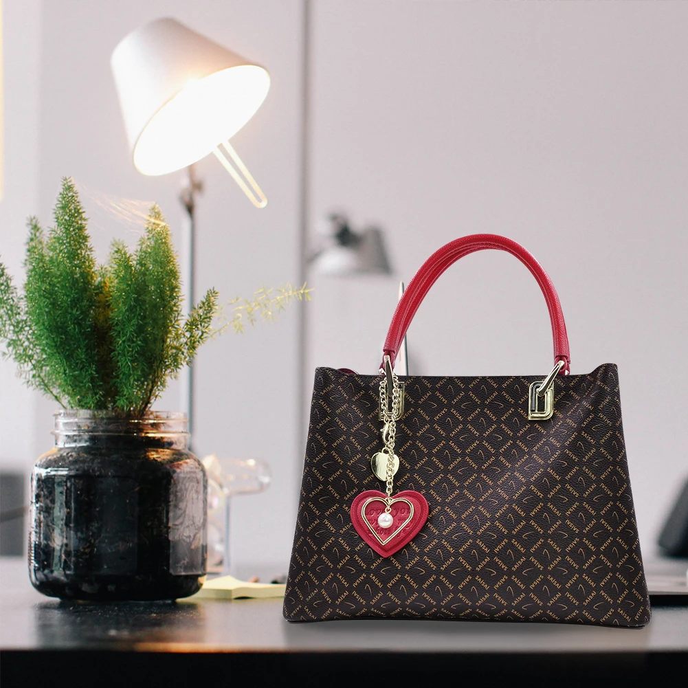 Big Capacity Adjustable Strap Shoulder  Handle Bag Business Office Lady Leather Handbags Flower Vase Females Handbag