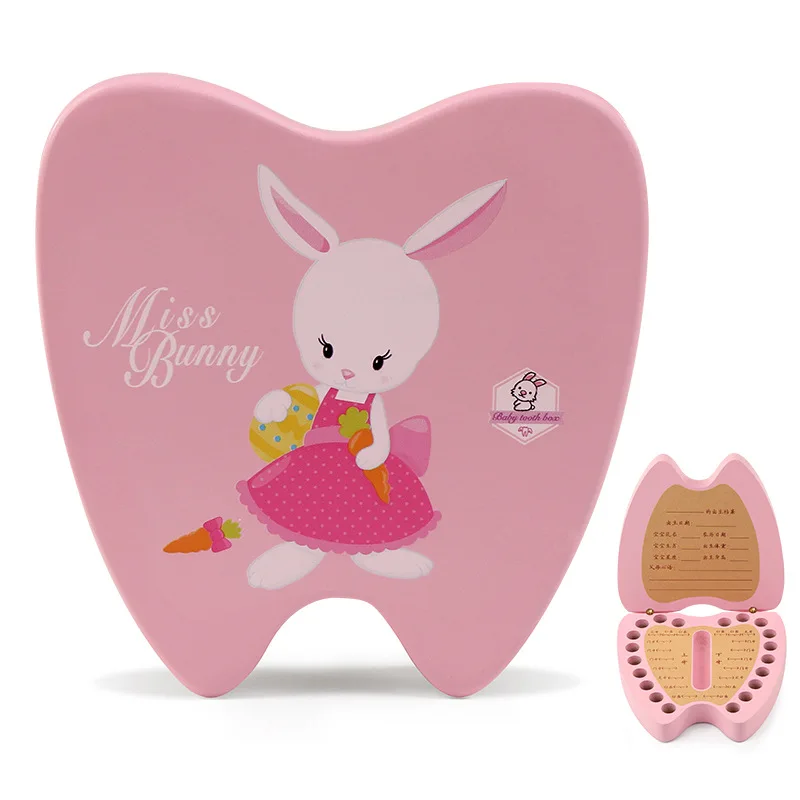 2023 Best-selling Baby Milk Teeth Keepsake Wooden Box Tooth Shaped Kids Lanugo Storage Holder for Newborns Fetal Hair