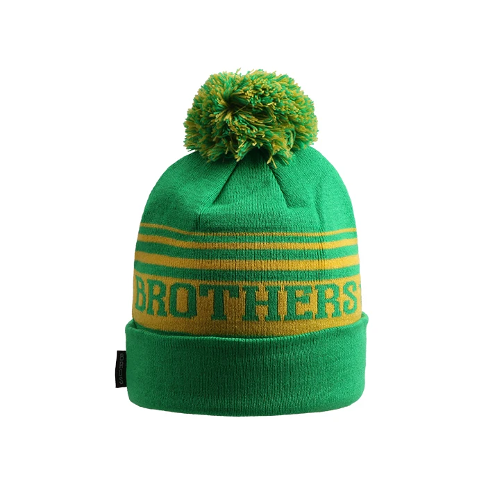 
high quality wholesale custom knitted cuffed pom beanie 