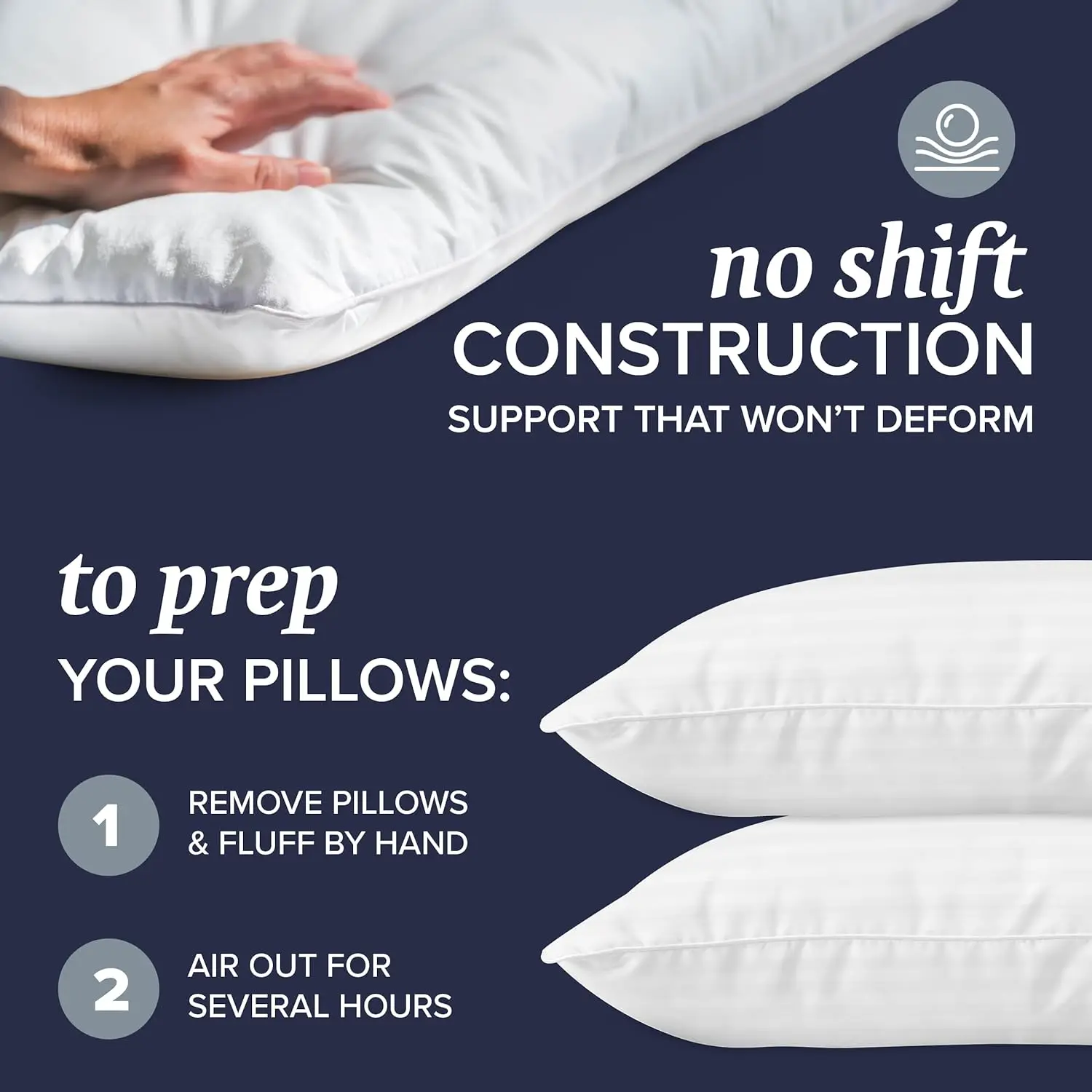 Hotel Collection Bed Pillows Standard / Queen Size Set of 2 - Down Alternative Bedding Gel Cooling Pillow for Side Sleepers