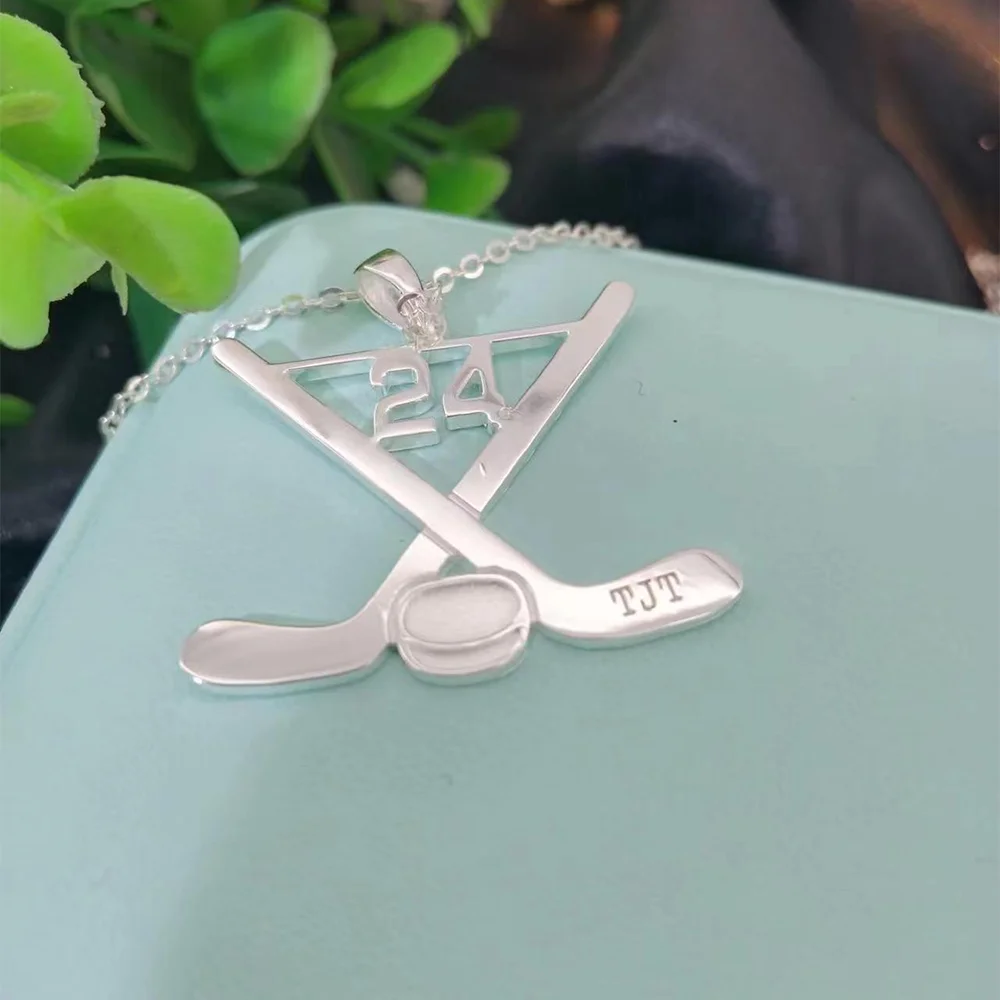 2023 Hot Fashion Gold Plated Hockey Stick Charm Pendant Plated 18K 925 sterling silver custom name necklace
