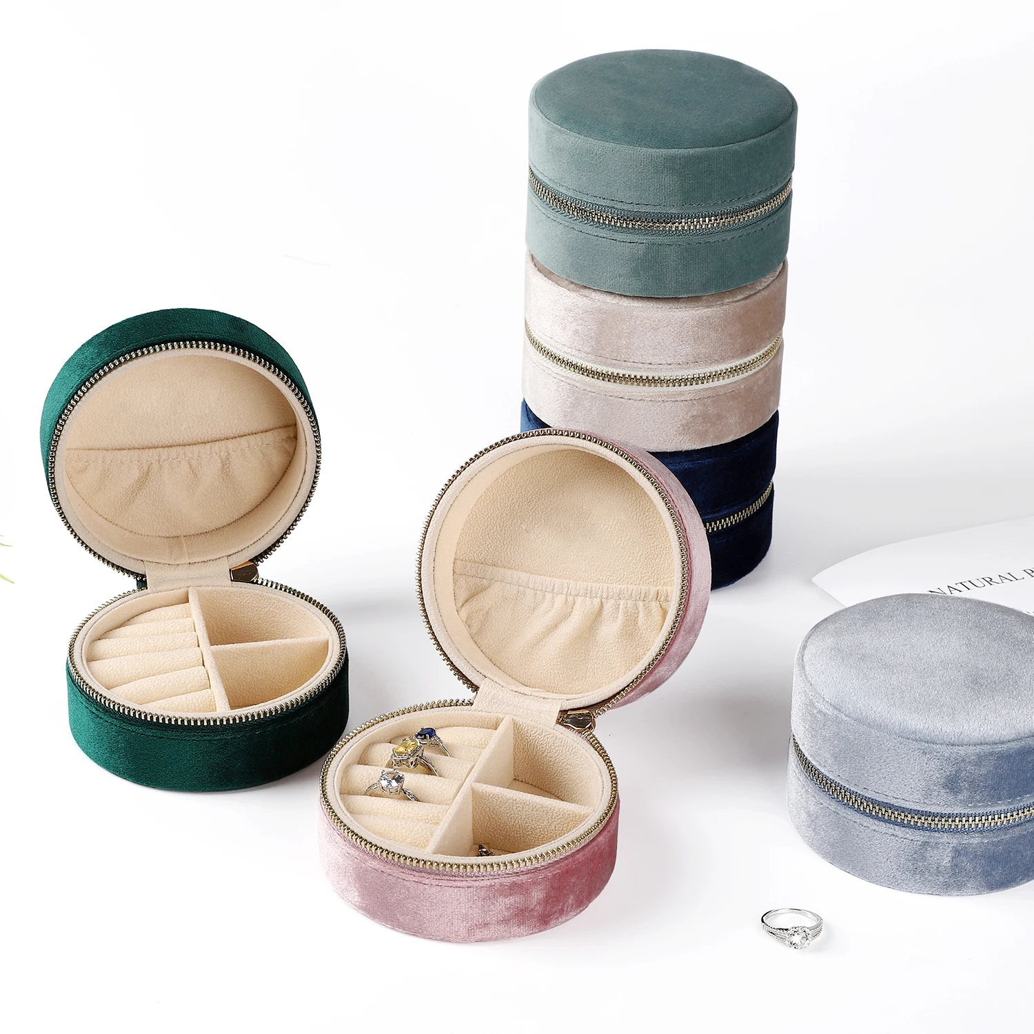 NY-C148 Wholesale Luxury Jewelry Packaging Case Top Quality Velvet Jewellery Box Custom Logo Travel Jewelry Box Organizer