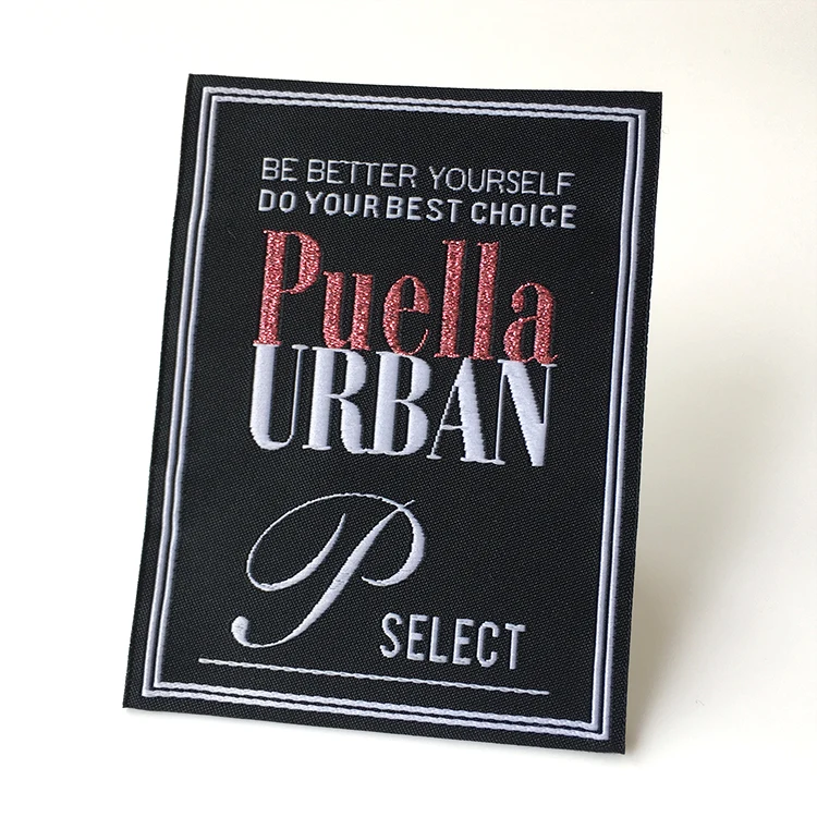 Custom Logo 100% Polyester Premium Yarn Art Design Sawing Fabric Woven Main Neck Label