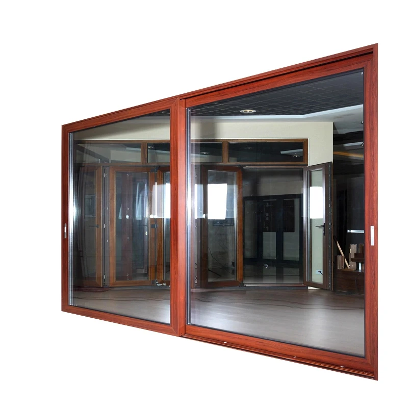 Ikealuminum 2023 aluminum compost wood modern aluminum french door house wooden door Aluminum Clad Wood Door for House