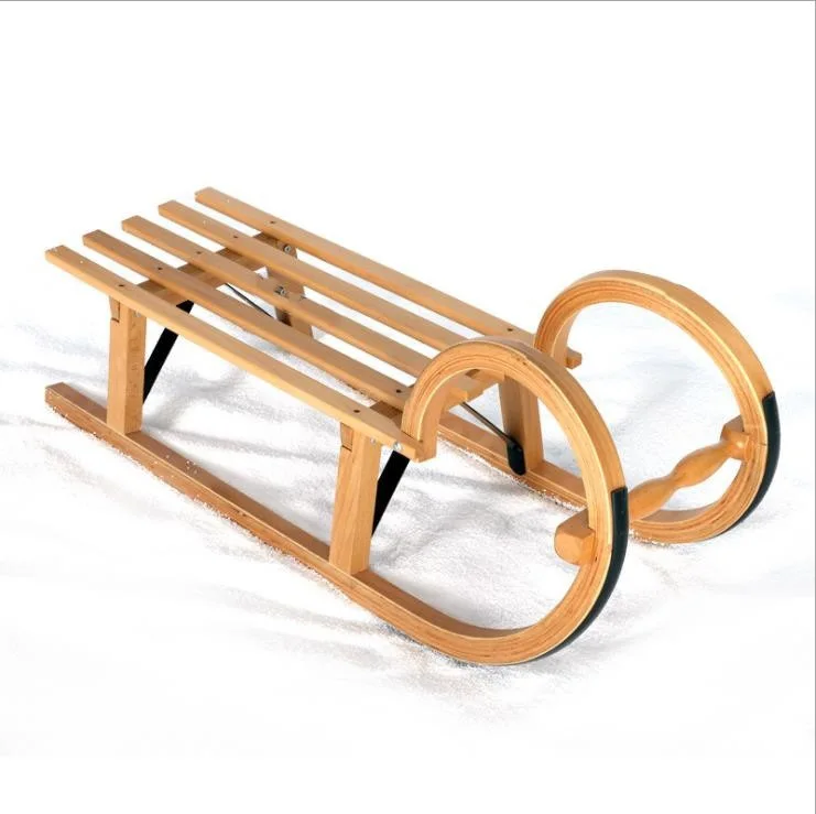 Portable Durable Outdoor Skiing Wooden Sleds Snow Sledge