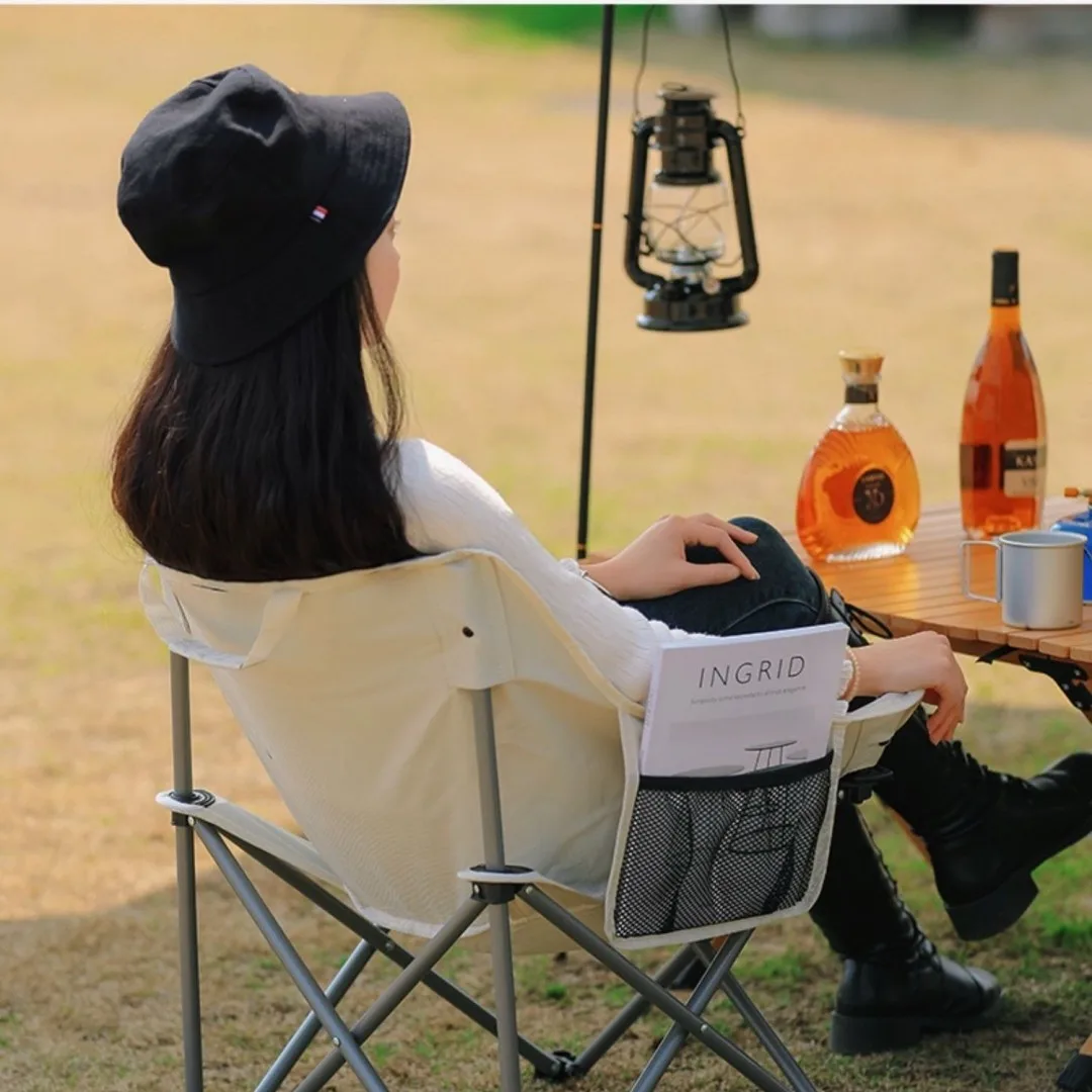 Wholesale Outdoor Camping High Back Moon Chair Camping Moon Chair Armrest Folding Camping Chair