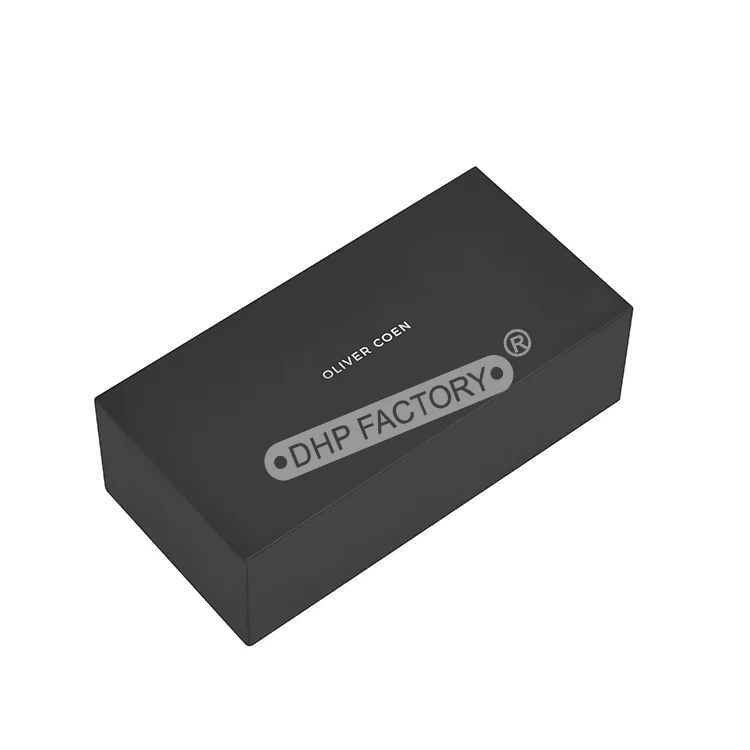 Factory supply cardboard paper matte black two pieces watch packaging custom lid and base watch gift box with velvet insert