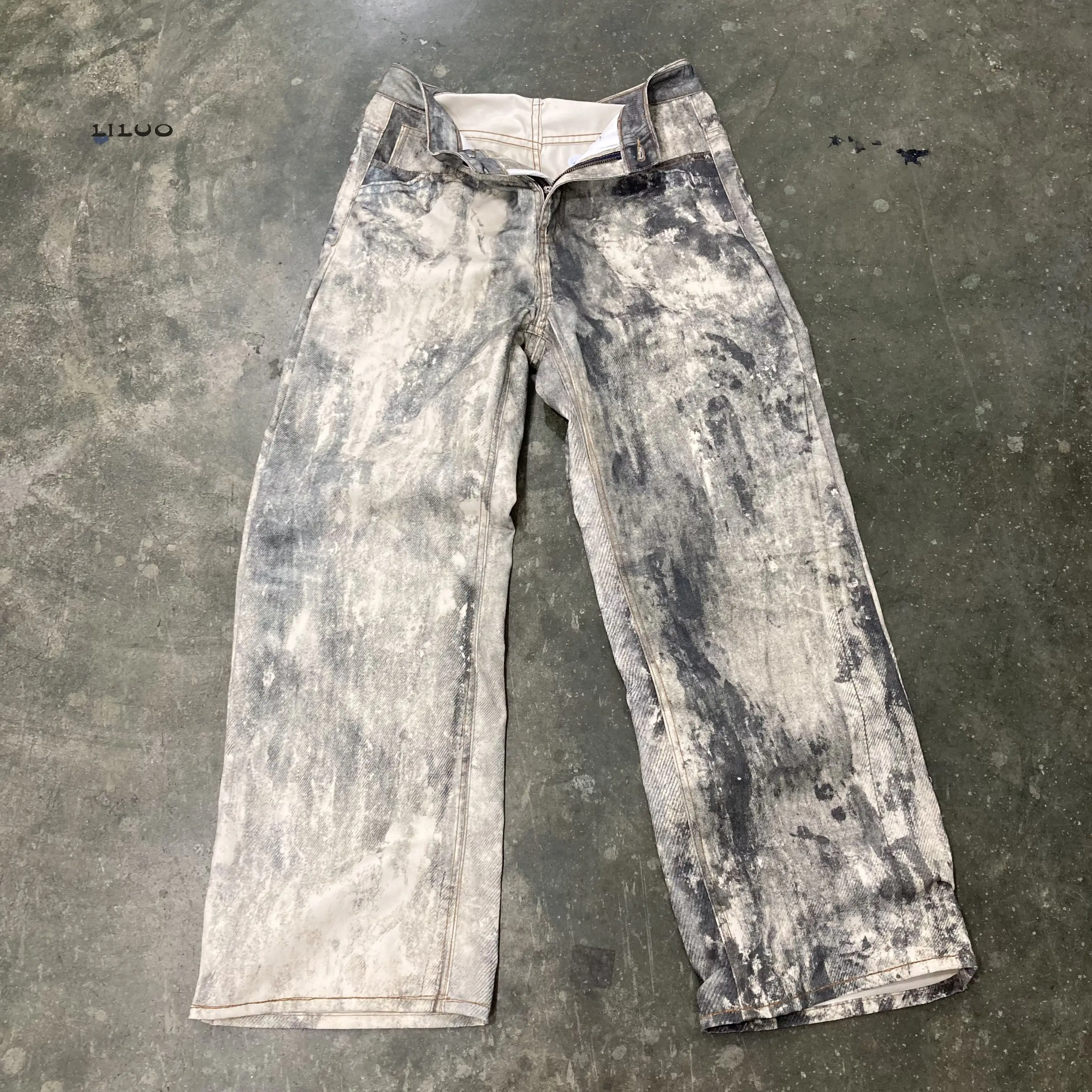 man denim Jeans Manufacturer High Waist Loose Oversized Acid Wash Vintage Wide Legged Distressed Denim Pant Baggy Jean Men