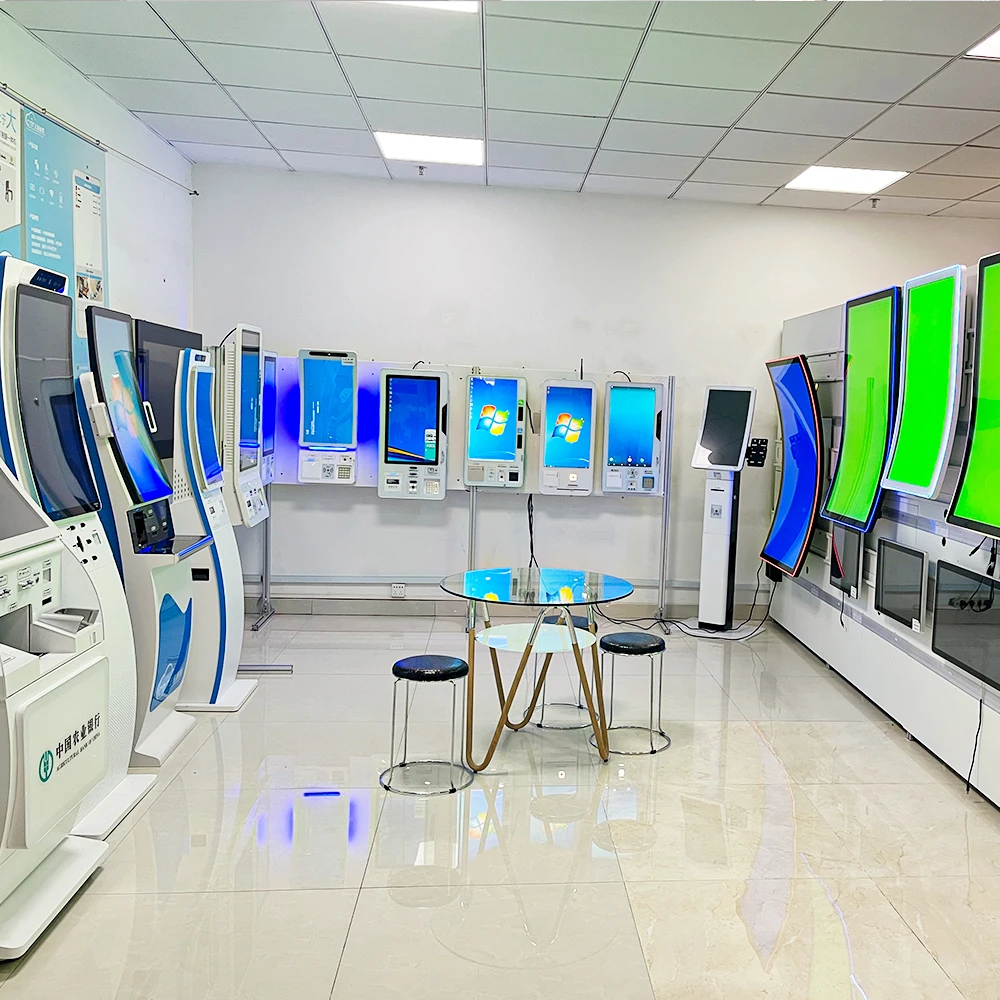 23.6 inch curved screen thermal printer Android Win7-10 Linux optional self payment kiosk for canteen laundromat bank hospital