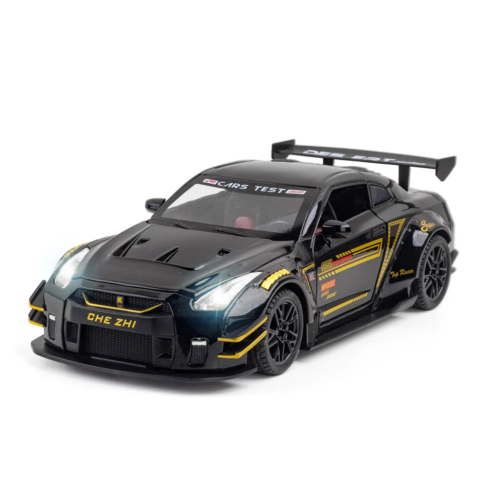 Лидер продаж 1:24 Nissan GTR детская литая модель автомобиля игрушка со звуком и светом имитация легкосплавного