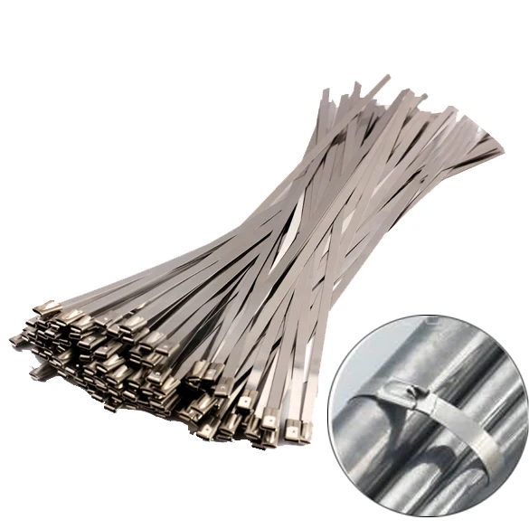 Stainless Steel Cable Ties 4.6mm Heavy Duty Self-Locking Cable Zip Tie Multi-Purpose Metal Exhaust Wrap Locking Ties