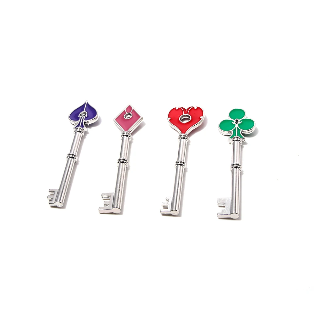 Game Resident Evil Metal Keys Set  4pcs Playing Card Key With Collection Box Plum Heart Logo Keychain