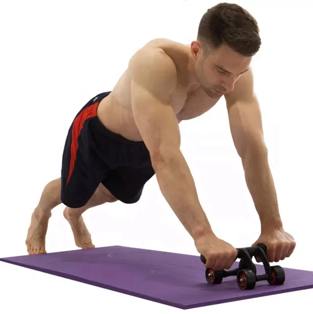 Body Building Core Training Abdominal 4 Wheels Roller Ab Workouts Machine