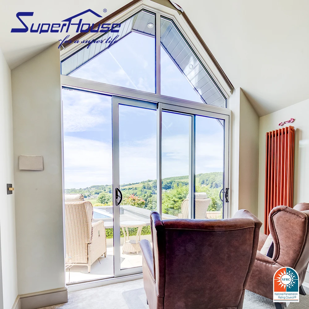 Commercial high quality impact resistance simple design sliding door aluminum slide impact door glass sliding doors