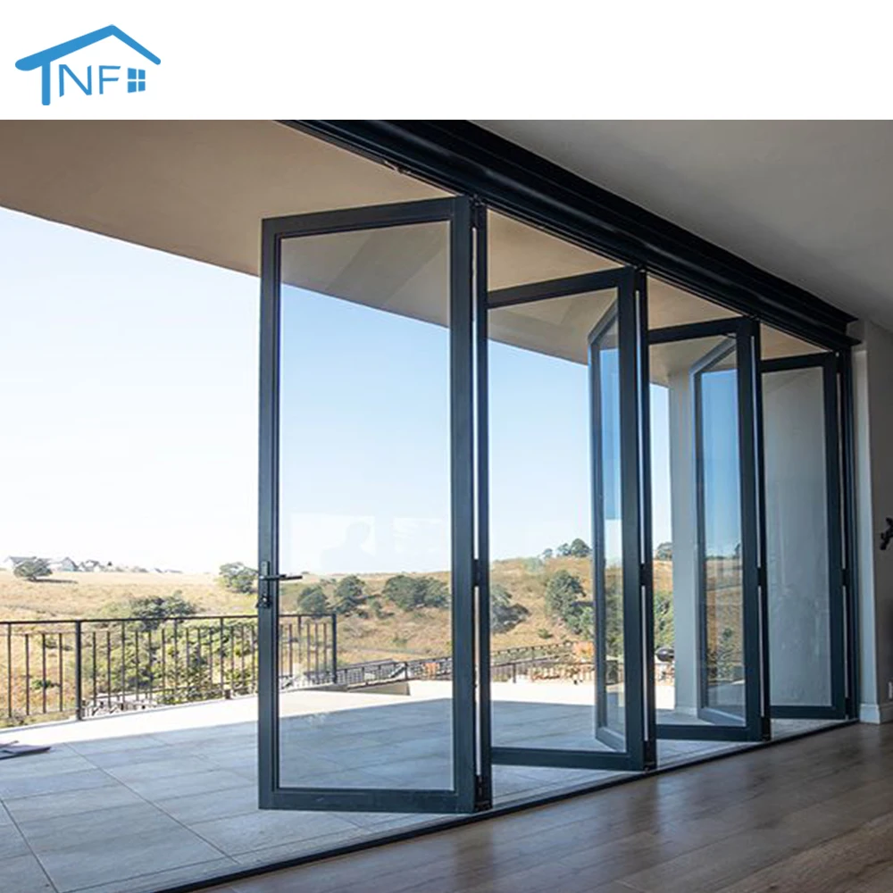 NF Florida Approval Cheap Aluminium Exterior Accordion Folding Glass Panoramic Bifold Doors Panoramic Bifold Doors
