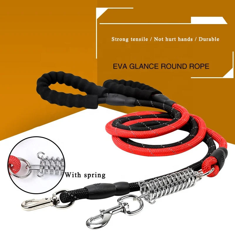 Animal Pet Dog Walking Reflective Braided Rubber Traction Leash Lead Rope Nylon With Spring Dogs Pets Harness Belt Leashes