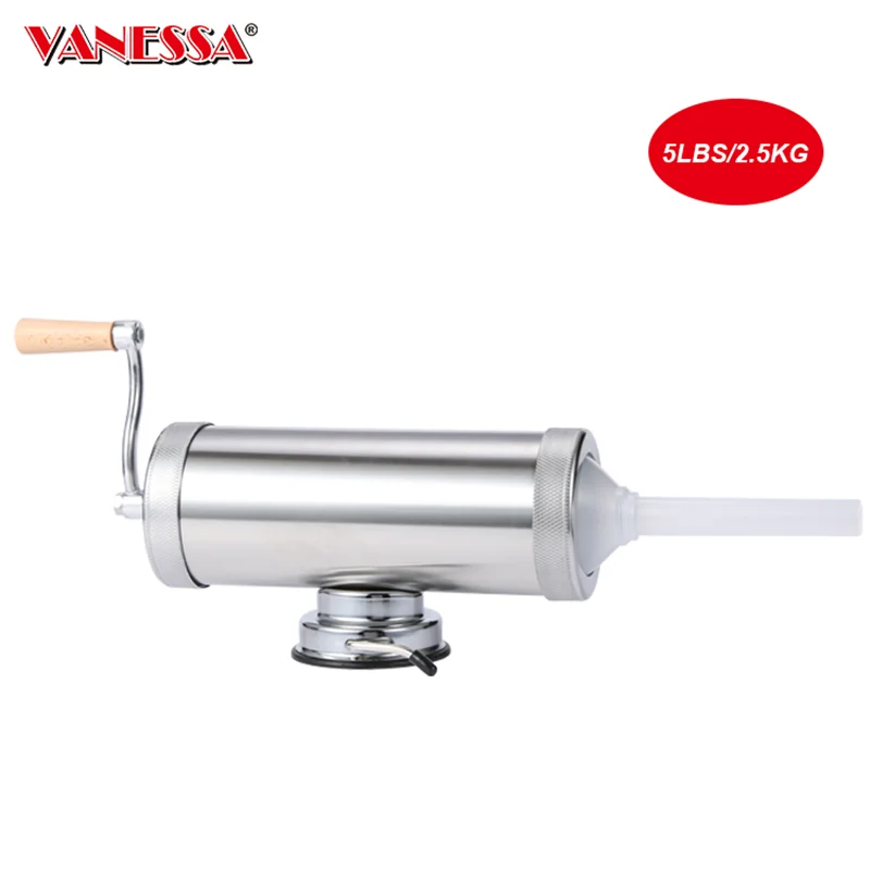 5 LBS  Stainless Steel Sausage Stuffer Sausage Making Machine Horizontal For Home Use