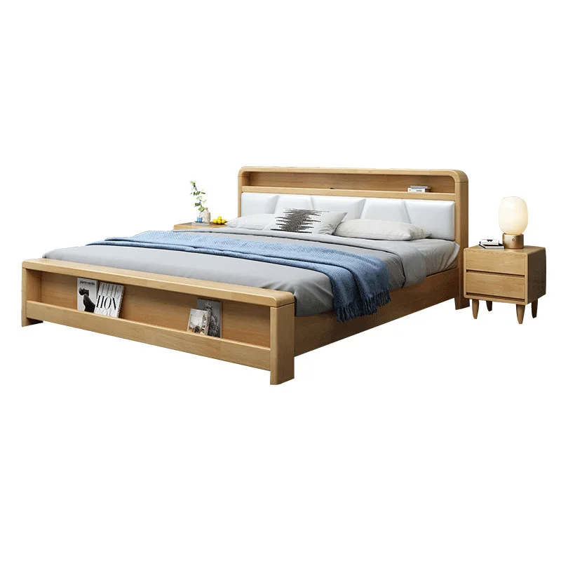 Bedroom furniture sets no mattress  king queen twin wooden upholstered popular bed frame 1.8m double modern wood beds