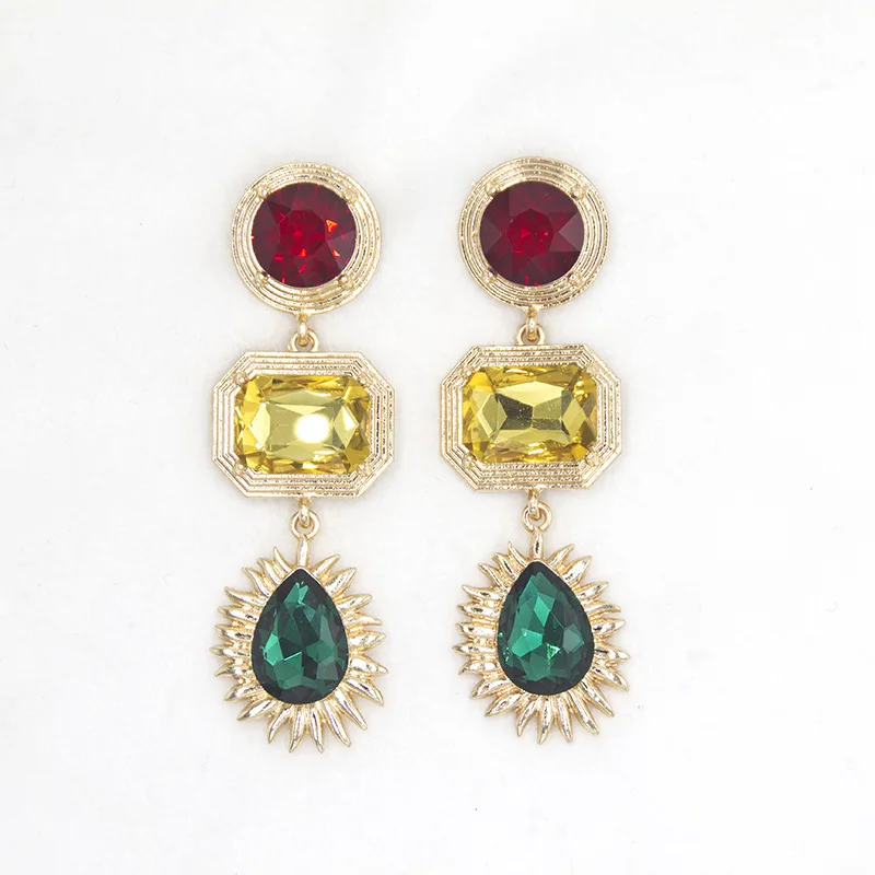  Mixed Charm Color Resin Earrings Bohemia Alloy Gold Plated Jewelry Pendant Women Girl