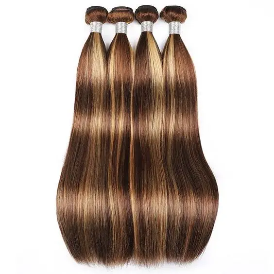 Натуральные бразильские человеческие волосы, шелковые прямые волнистые человеческие волосы, пучки без спутывания и выпадения, пианино, волнистые цвета медового коричневого