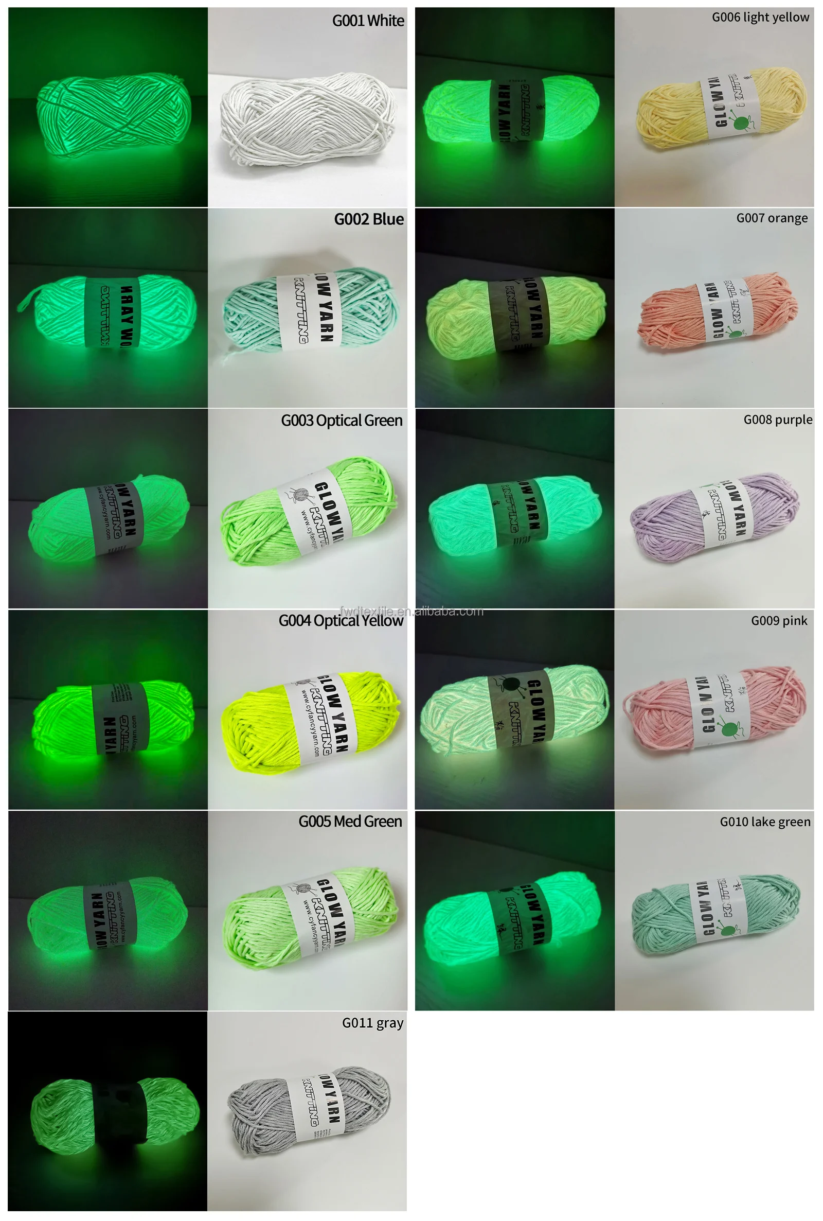 2mm 30ply 50g Glow Polyester Knitting Glow-in-The-Dark Yarn for Halloween Christmas Handcraft DIY Projects Blankets Clothes