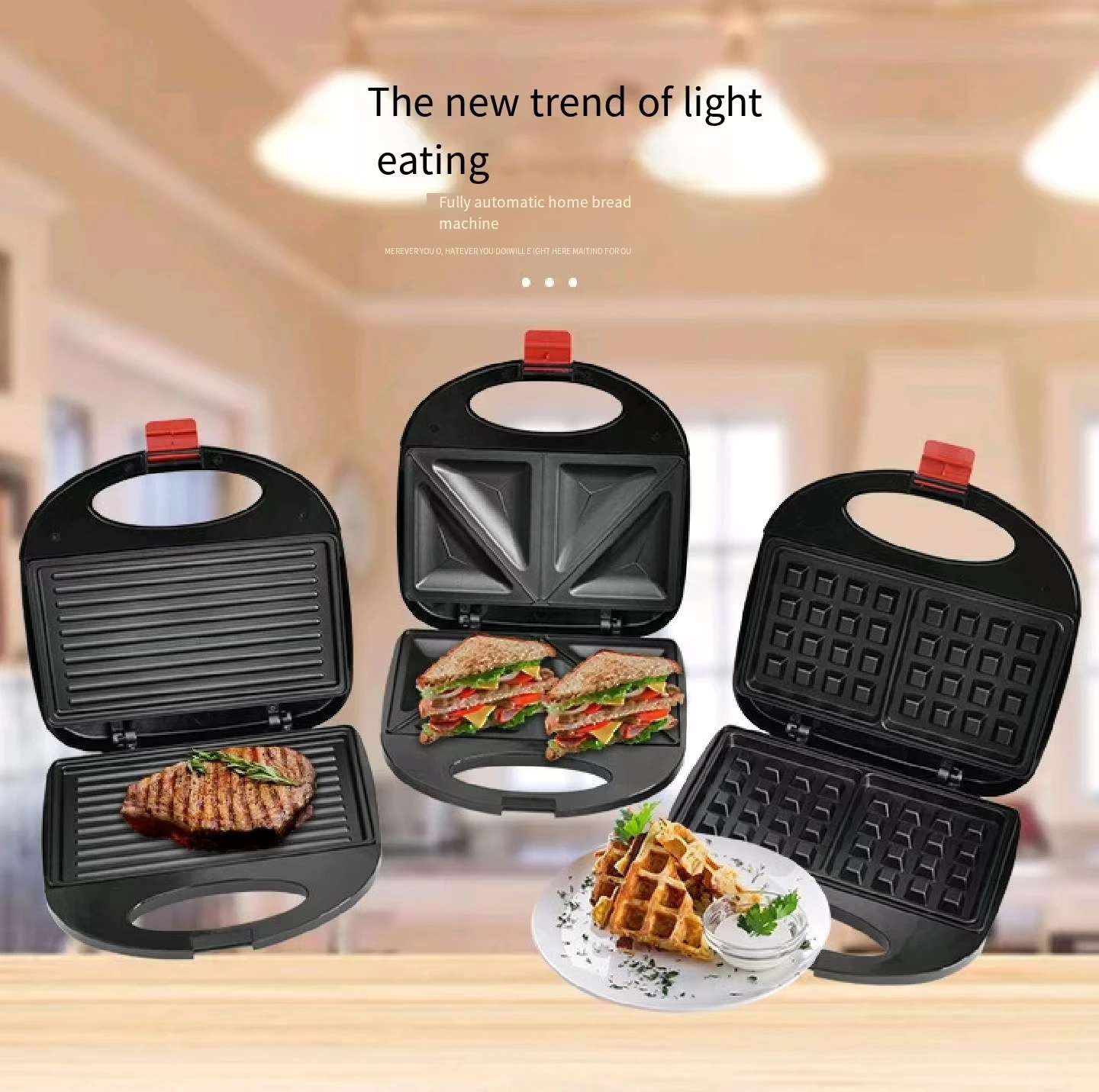 110v Sandwich machine Multi-functional light breakfast machine Double heating bread machine waffle makers