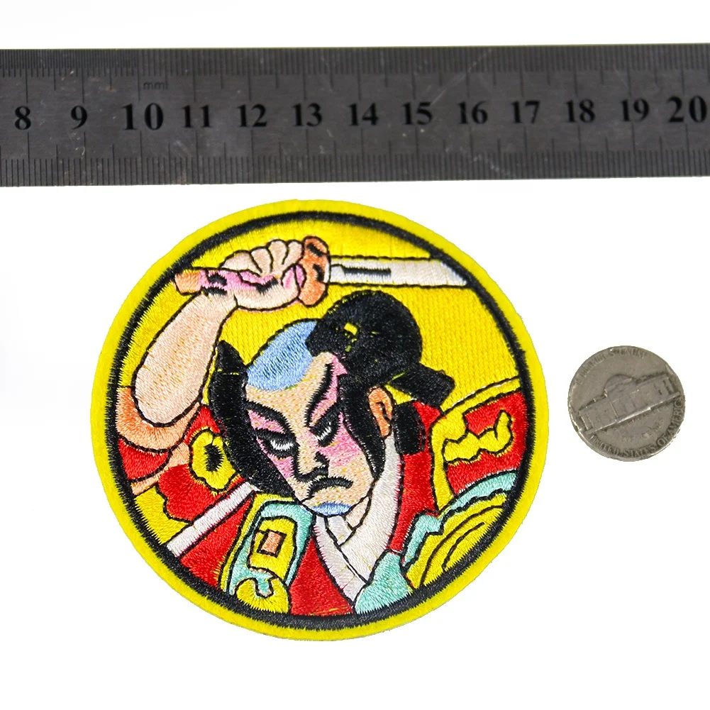 
Wholesale China Manufacture High Quality Samurai Badge Clothes Bag Iron on Sew on Japanese Warrior Patch 