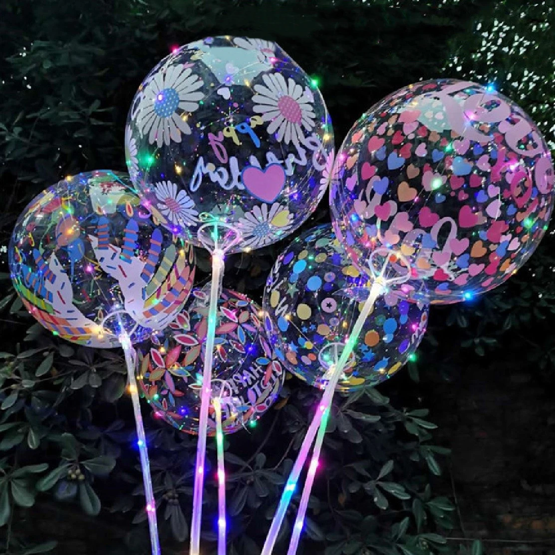 wholesale Printed Bobo Balls Luminous Balloons Printed Colorful Spanish Alphabet Birthday Bobo Balls Customization