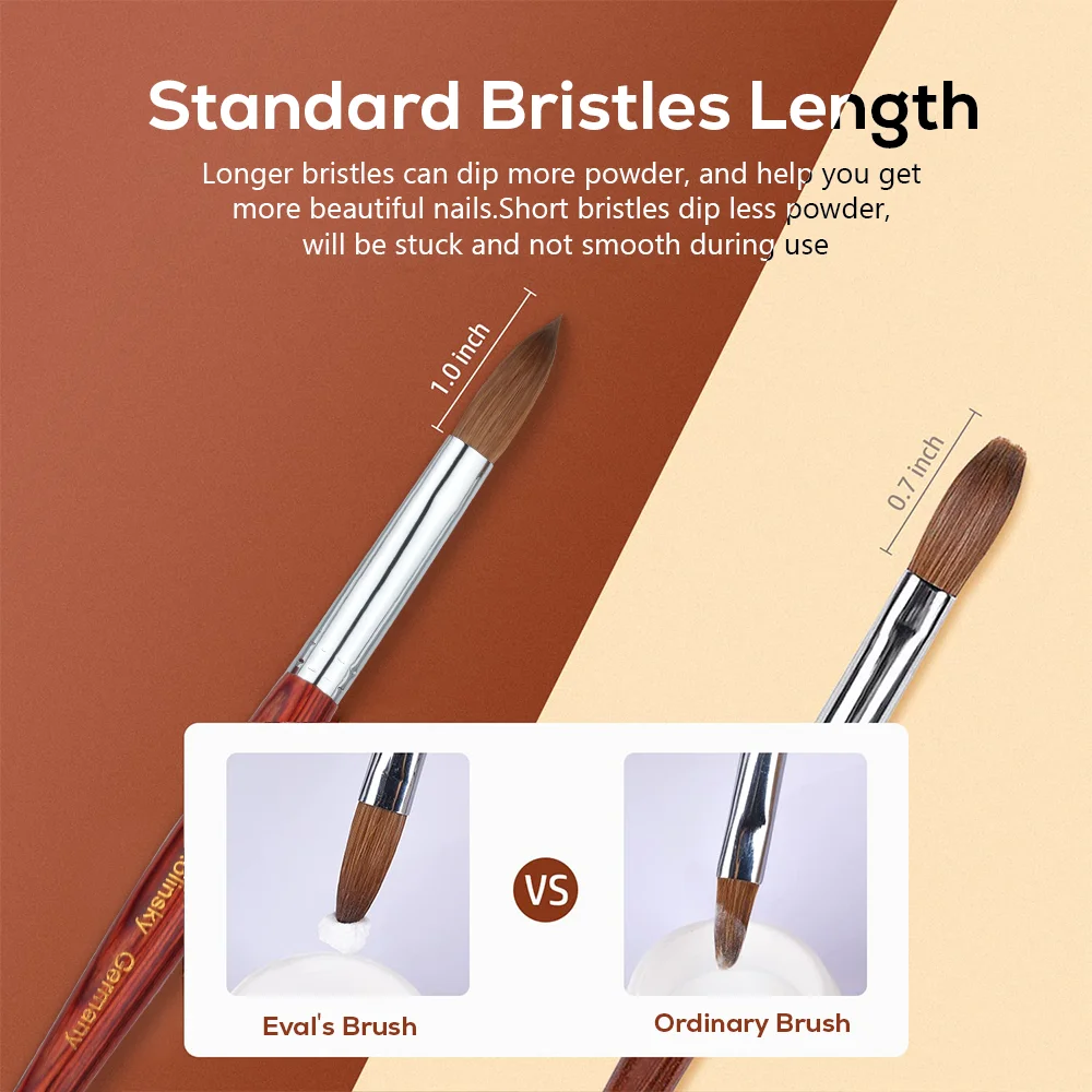 Wholesale Different Size 100% Kolinsky 3D Acrylic Nail Art Brush for Manicure Powder Wood Handle Sable Hair Nail Brush