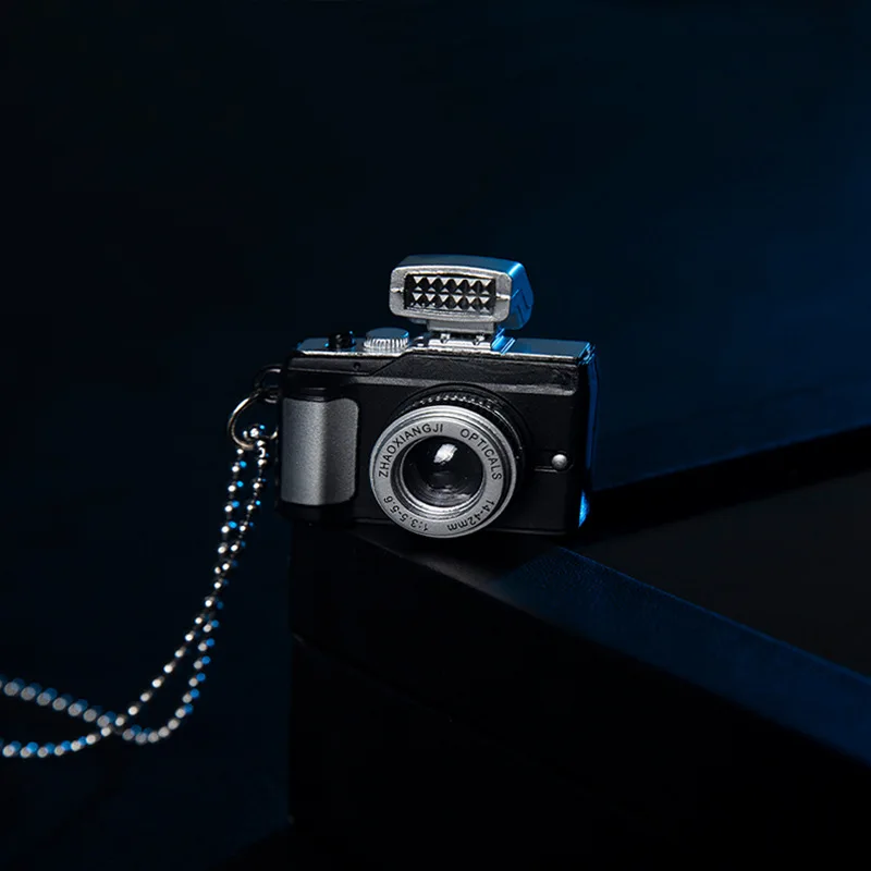 Hidden Hip Hop Can Flash Sound Luminous Small Camera Stainless Titanium Steel Necklace For Men And Women