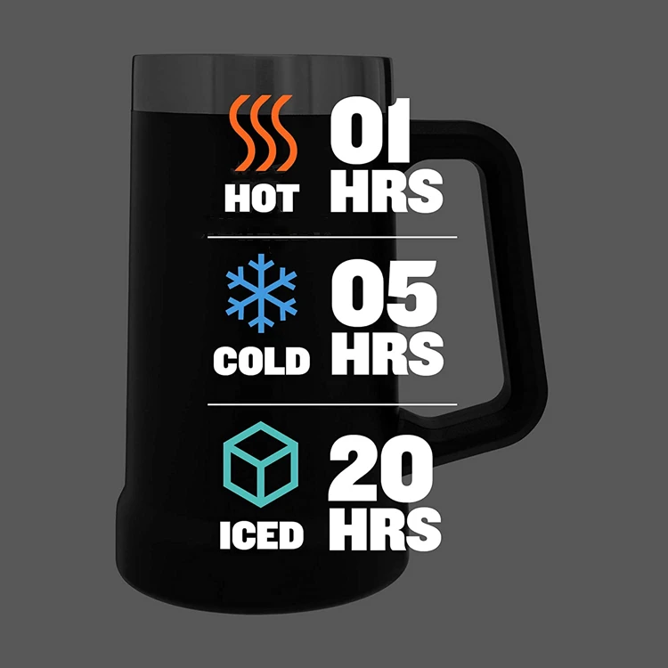 PURPLESEVEN Custom Logo 24oz Thermal Metal Big Grip Beer Stein Mugs Double Wall Vacuum Insulated Stainless Steel Beer Cup Mug