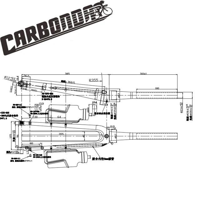 
Carbonda CFO505 12*100mm and 15*100mm thru axle full toray carbon fiber Bike fork for Gravel /CX fork 