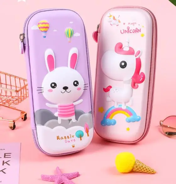 Wholesale 3D EVA Multifunctional Double Layer Stationery Pencil Pouch