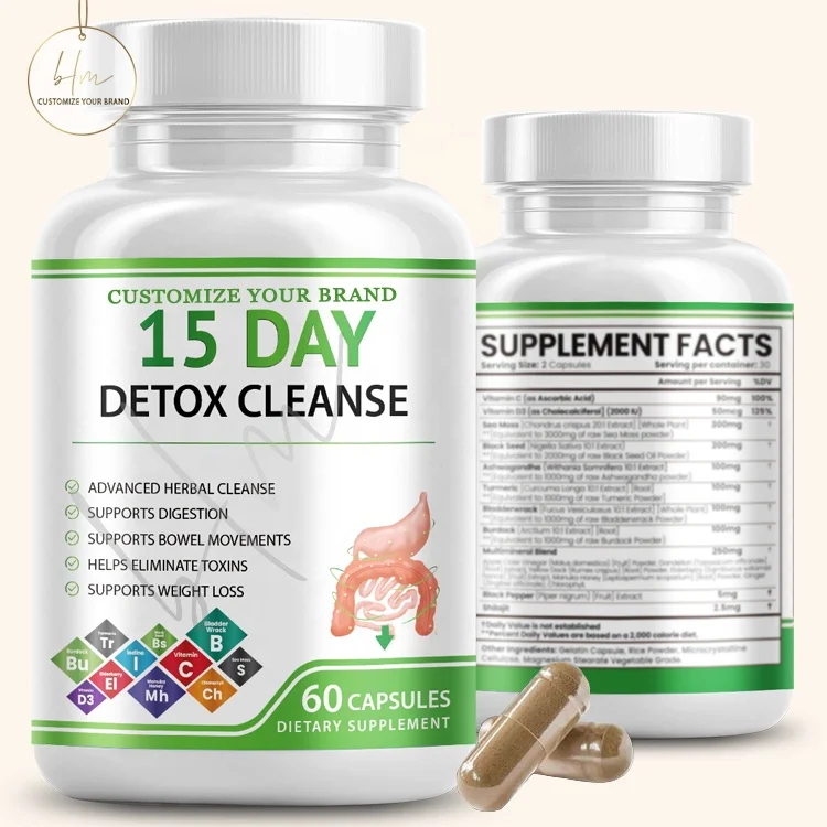 Supplement manufacturer Pills Colon Liver Lung Detox 15 Day Cleanse and Detox Capsules