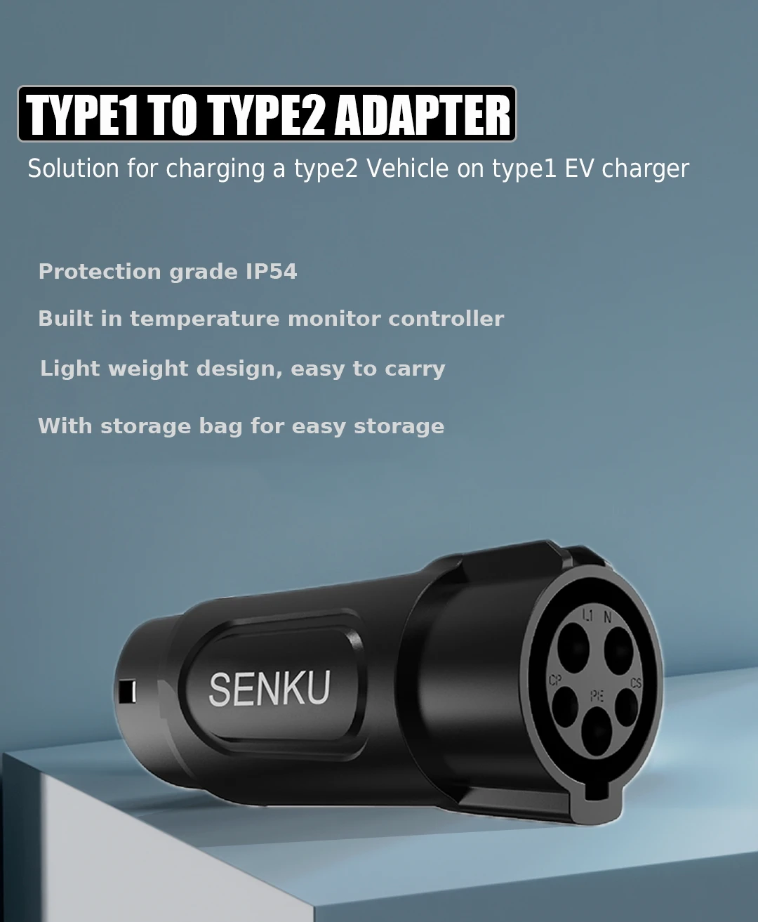 32A Type2 to Type1 Ev Charging j1772 Adapter