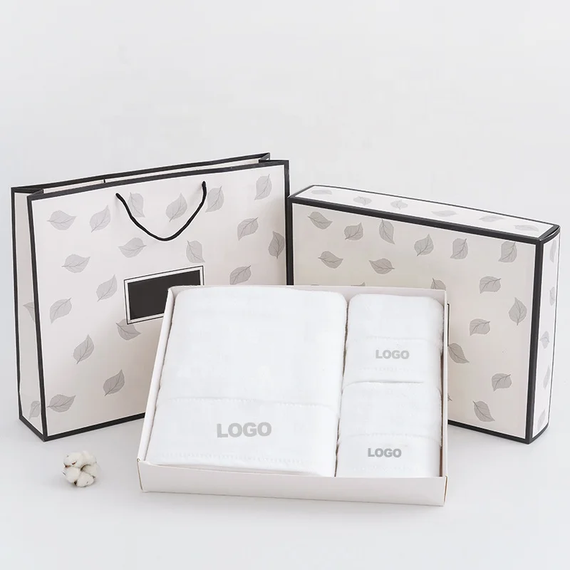 100% cotton christmas towel gift box set wedding gift towel with box gift boxes for towels