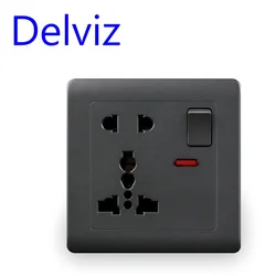 Delviz 13A Wall Outlet AC 110V~250V,Switch button control Electrical plug jack, International universal Power Supply Wall Socket