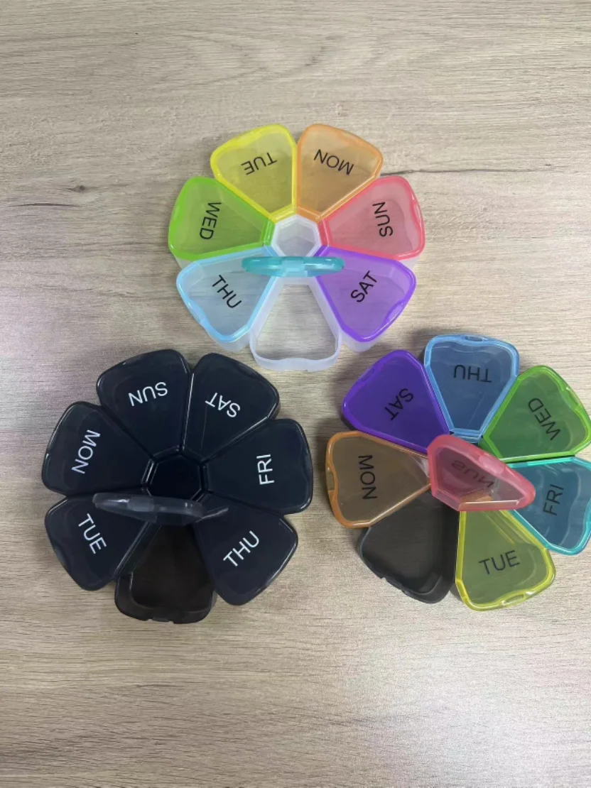 7 Day Portable Weekly Pill Box for Vitamins Easy to Open Tablet Box Travel Pill Case with Snap Lids Design Tablet Organiser