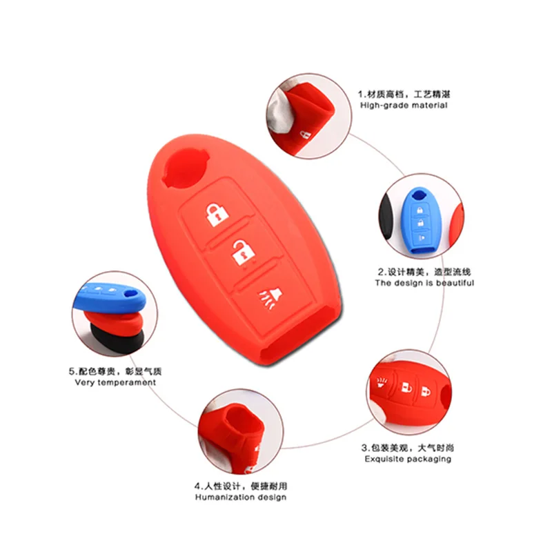 colorful silicone car key case for nissan remote key