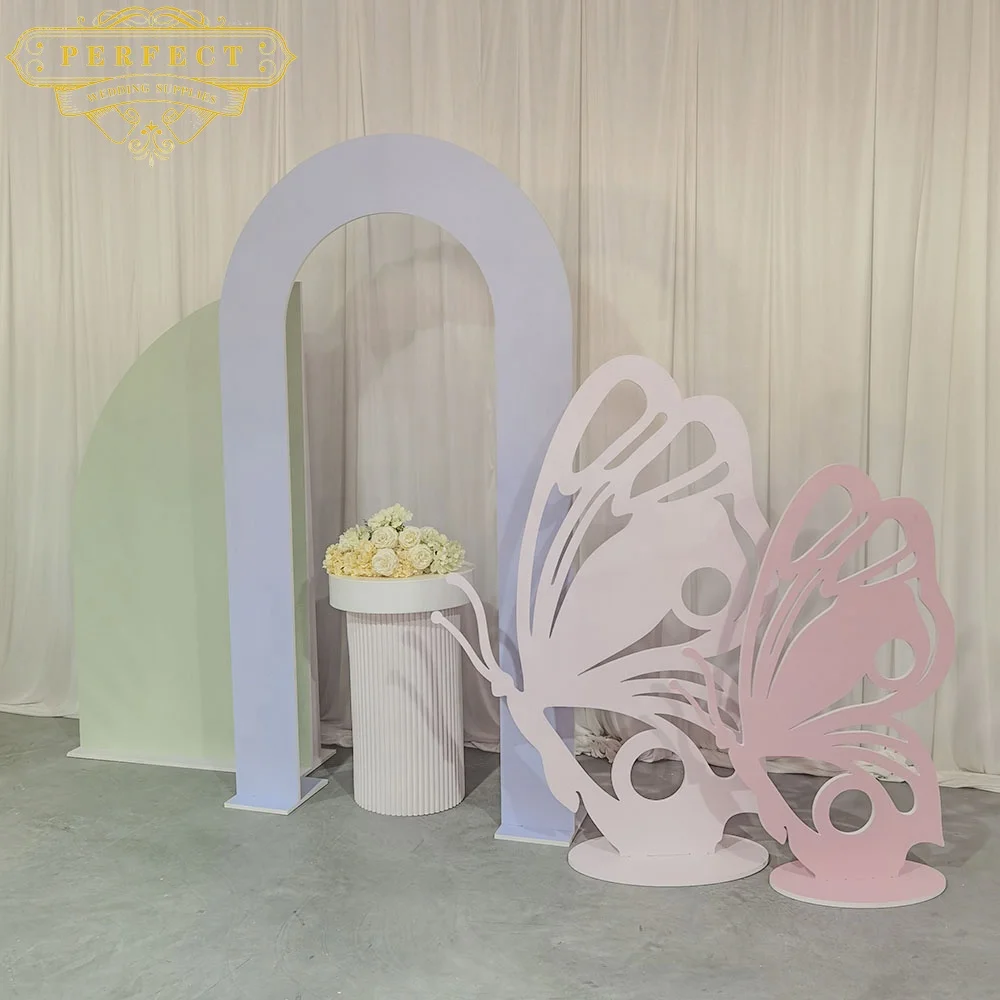 Pink Lovely Birthday Party Butterfly Decor Wedding Backdrop PVC Events Wedding Supplies Set