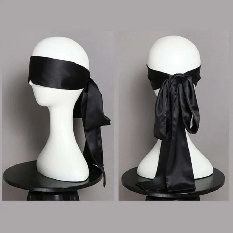 Sex Game bondage Accessories Double Sided Eye Patch Bondage Handcuff Flirtation Blindfold Silk Satin Ribbon Sexy Eye Mask