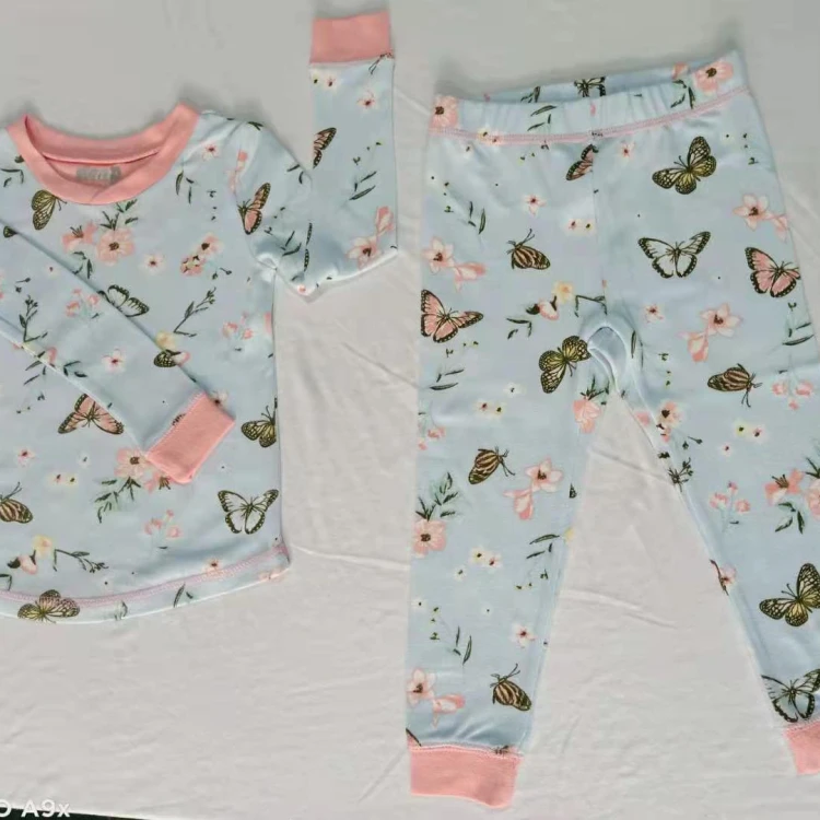 
2021 Kids Pajamas Set Children Soft Plain Girls Pajamas 