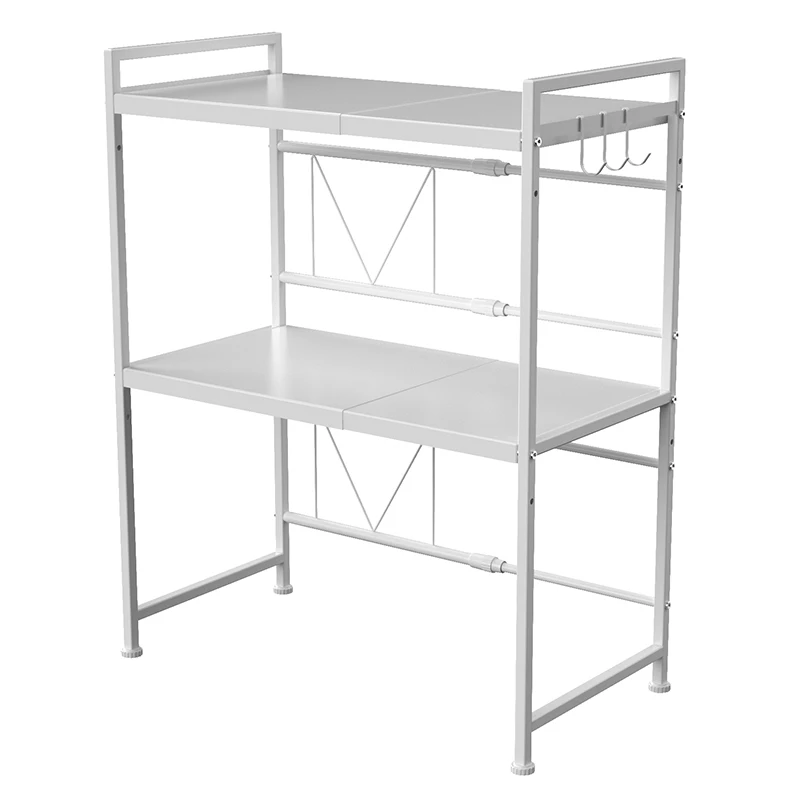Expandable 15.75'-24.8' freestanding metal microwave oven utility spice sundries storage organizers shelf rack